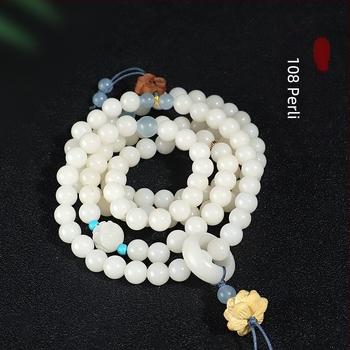 Ženski narukvica od Bodhi korijena, etnički stil, 108 lotus perli, drvo karambola, ručna izrada
