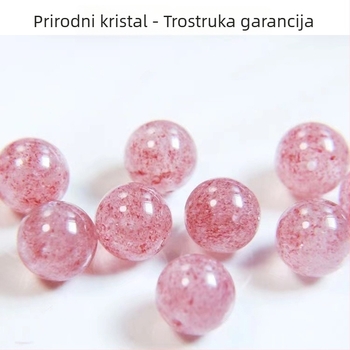 Narukvica od jagodnog kristala, ženski stil, 27 perlica, polirana