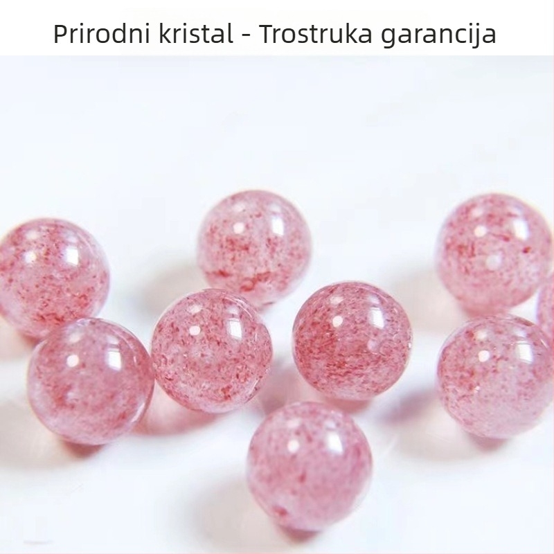 Narukvica od jagodnog kristala, ženski stil, 27 perlica, polirana