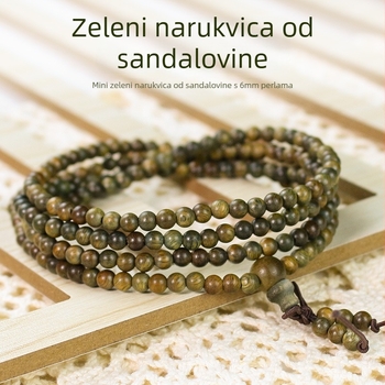 Narukvica od zelenog sandalovog drveta, ručna izrada, retro etnički stil, unisex, geometrijski oblik