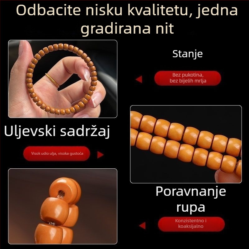 Budistička narukvica s orašastim kuglicama, rezbarena glava majmuna, jednostruki dizajn, prirodni stil, zima 2024 izdanje
