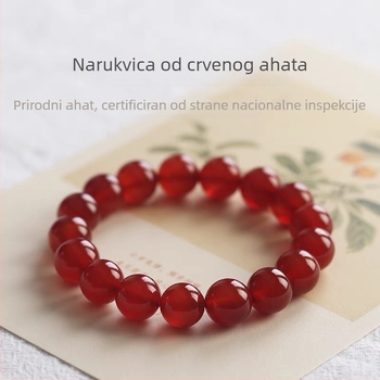 Prirodni crveni agat narukvica za muškarce i žene, 10 mm perlice, ručna izrada, nakit za Godinu zmaja