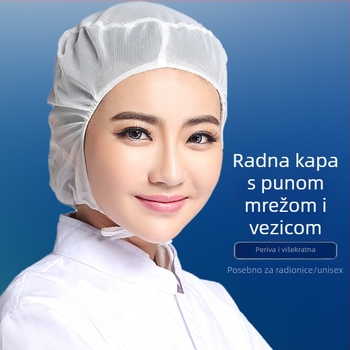 Mrežasta kapa s unutarnjom kapom za prehrambenu radionicu, s vezicama, prozračna, lagana, warp-knitting vlakno