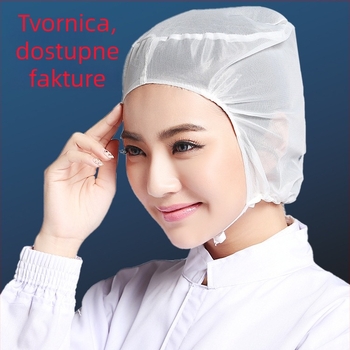 Mrežasta kapa s unutarnjom kapom za prehrambenu radionicu, s vezicama, prozračna, lagana, warp-knitting vlakno