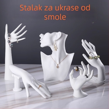 Stalak za nakit od smole – sve-u-jednom za ogrlice, naušnice i narukvice, model za izlaganje vrata, umjetnički stil, jednostruki