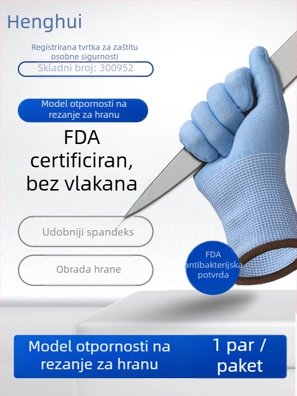 Rukavice otporne na rezanje, HPPE – Henghui, za preradu hrane, anti-cut i otporne na habanje