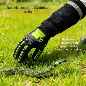 Rukavice za hvatanje zmija, debeli produženi kožni rukavi s kožnom podstavom, zaštita od posjekotina i uboda, otporne na visoke temperature, za zaštitu od ugriza zmija