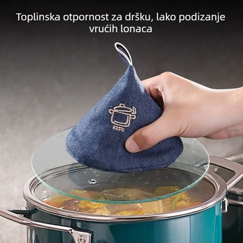 Set termičkih kuhinjskih dodataka: rukavice za zaštitu od opeklina, protuklizni poklopac za držak lonca, poklopac lonca, zaštita za držak, izolacijski klip za mikrovalnu i pećnicu