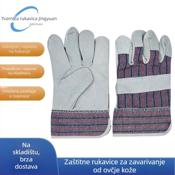 Kožne rukavice za zavarivanje od kozje kože, zaštita na radu, otporne na rezanje; težina 85 g; za vrtne poslove