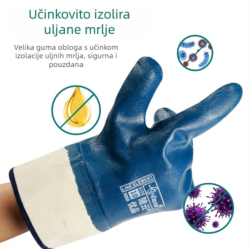 Rukavice za zaštitu na radu, nitrilnim premazom, vodonepropusne, otporne na ulje, otporne na habanje