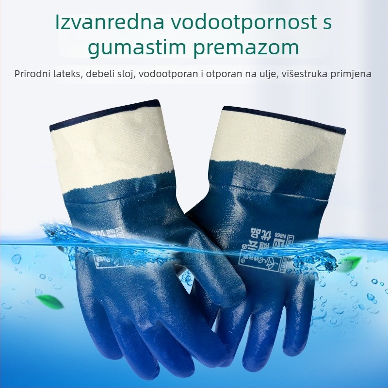 Rukavice za zaštitu na radu, nitrilnim premazom, vodonepropusne, otporne na ulje, otporne na habanje