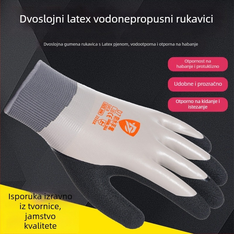 Zegu Rukavice za rad, dvostruko premazane, ulje i vodootporne, otporne na habanje i protuklizne, za tešku industriju, ribarstvo i akvakulturu (Brand: Zegu; Funkcija: Teška industrija, ribarstvo, akvakultura; Težina: 69; Upotreba: Otporne na habanje i protu