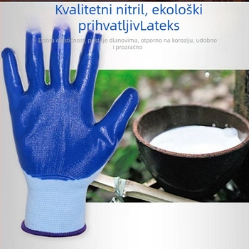 Rukavice za zaštitu na radu od najlona-nitrila, protuklizne, otporne na habanje, premaz gumom, težina 32,5 g