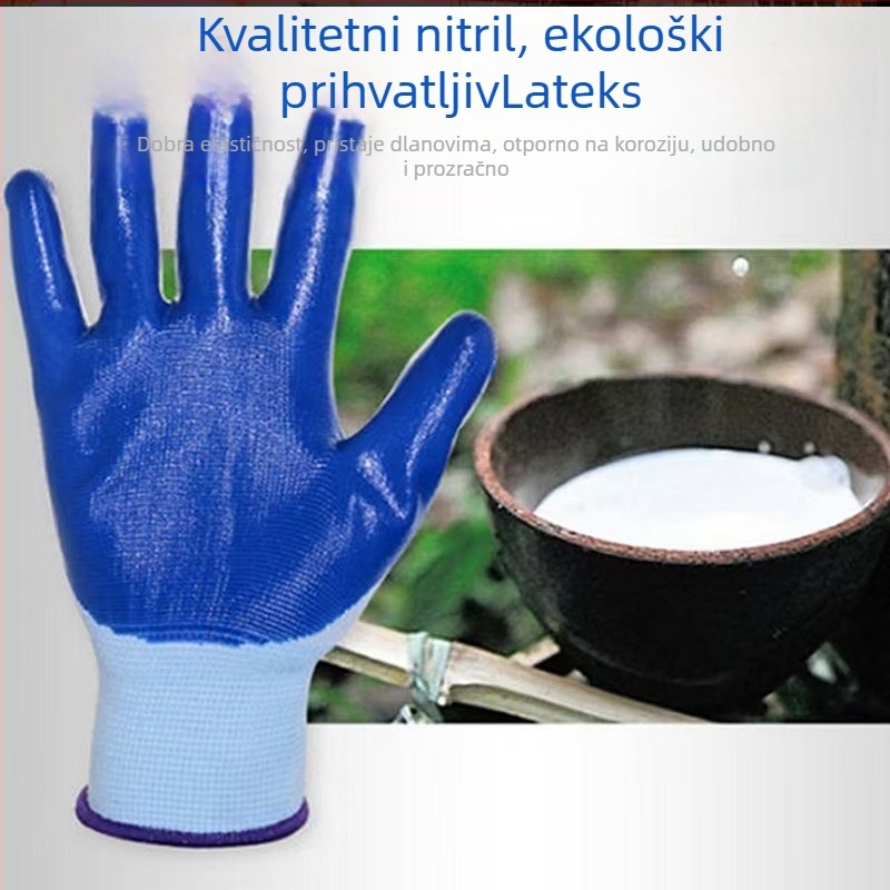 Rukavice za zaštitu na radu od najlona-nitrila, protuklizne, otporne na habanje, premaz gumom, težina 32,5 g