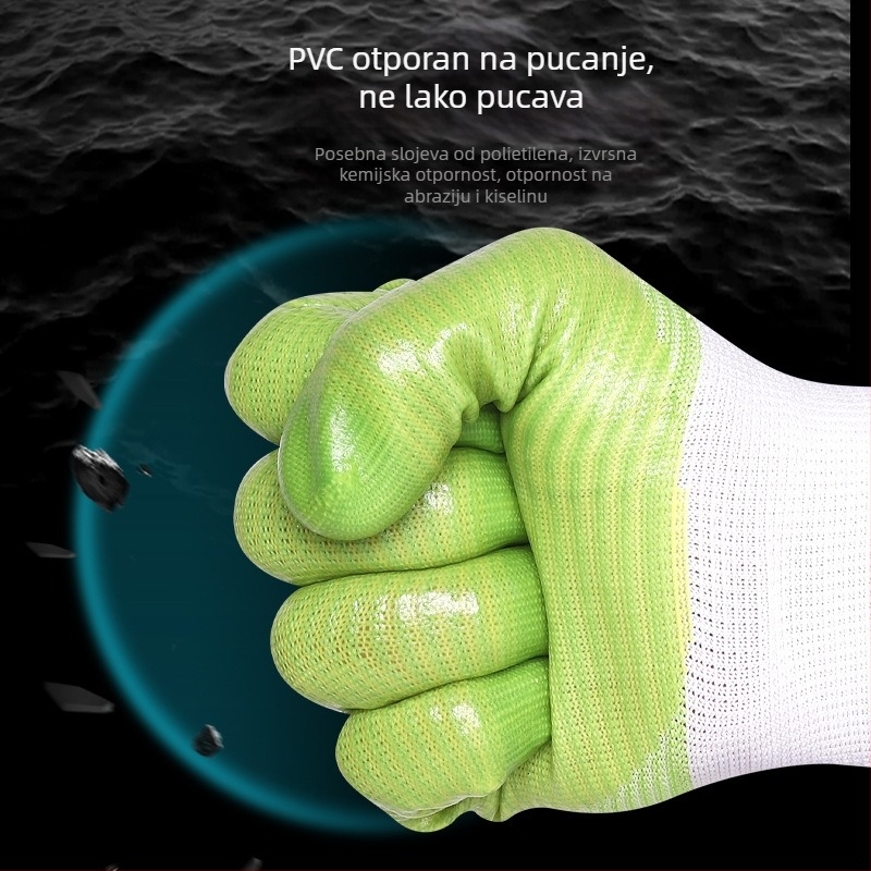 Industrijske zaštitne rukavice za posao, otporne na ulje i habanje, PVC premazane, protuklizne i vodootporne.