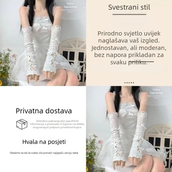 Ženske čipkaste rukave u baletnom stilu, bijele, tanke za jesen, s trakicama