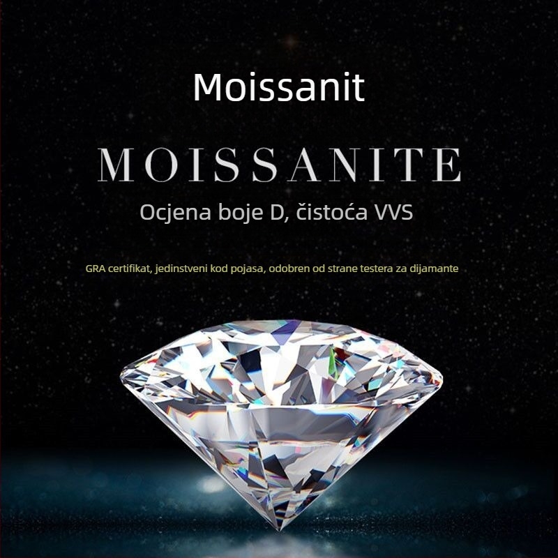 Moissanit okrugli slobodni kamen, 1 ct, boja D, rez Osam srce Osam strelica