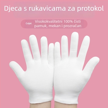 Rukavice za zaštitu rada za učenike osnovne škole; setovi etikete, izvedbe i podizanja zastave; prozračan tanki materijal; 12 pari po vrsti
