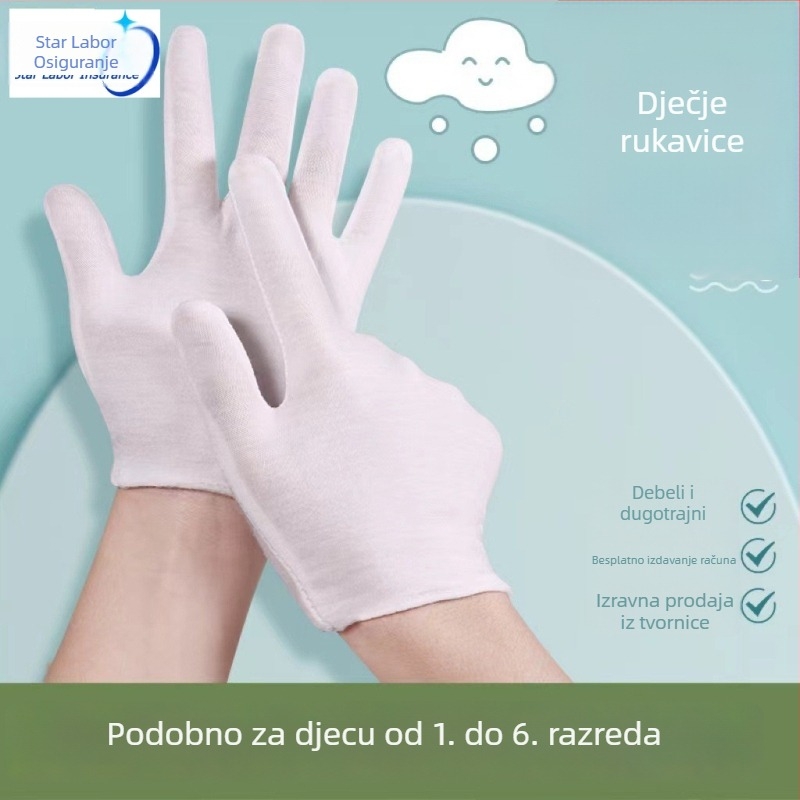 Rukavice za zaštitu rada za učenike osnovne škole; setovi etikete, izvedbe i podizanja zastave; prozračan tanki materijal; 12 pari po vrsti