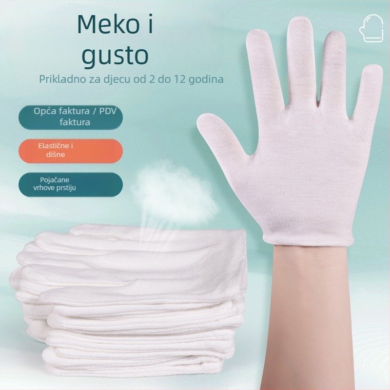 Rukavice za zaštitu rada za učenike osnovne škole; setovi etikete, izvedbe i podizanja zastave; prozračan tanki materijal; 12 pari po vrsti