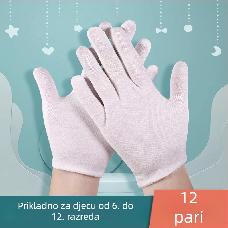 Rukavice za zaštitu rada za učenike osnovne škole; setovi etikete, izvedbe i podizanja zastave; prozračan tanki materijal; 12 pari po vrsti