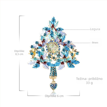 Broška sa snom anđela, emajlirani privjesak božićnog drveta, romboidni dizajn, legura, dijamantni završetak, zima 2022
