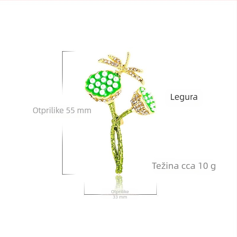Broš Dragonfly Lotus s rhinestones za žene, pastoralni stil, legura, YN8336, Zima 2022, ukrasno
