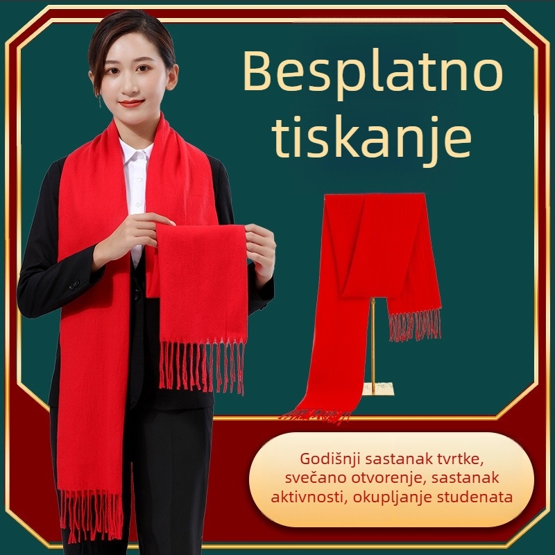 Vuneni šal s prilagođenim logotipom Xinjing, pogodan za zimu, proljetno izdanje 2025