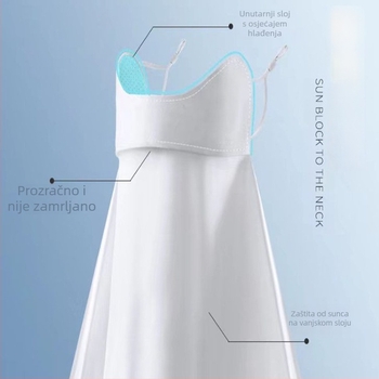 Ženska ljetna maska za zaštitu od sunca lica, s zaštitom vrata i za vožnju, lagana i praktična; Tkanina: Tencel (Lyocell), sadržaj 21–30%, Sezona: Ljeto 2024.