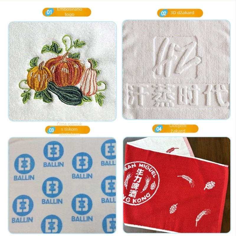 Hotelski ručnik od 100% pamuka | 170–200 g, pređa 21s, jednostavna tkanina, logotip otisnut