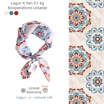 Svilen kvadratni šal - 100% svila, originalni dizajn, tisak, proljeće 2025, branda LAgUr