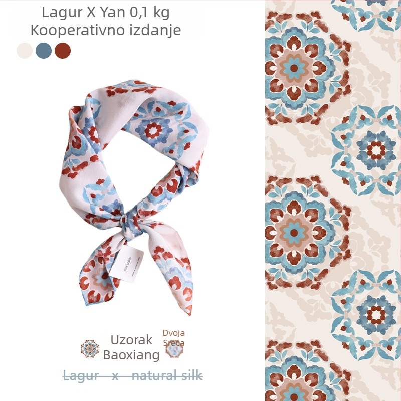 Svilen kvadratni šal - 100% svila, originalni dizajn, tisak, proljeće 2025, branda LAgUr