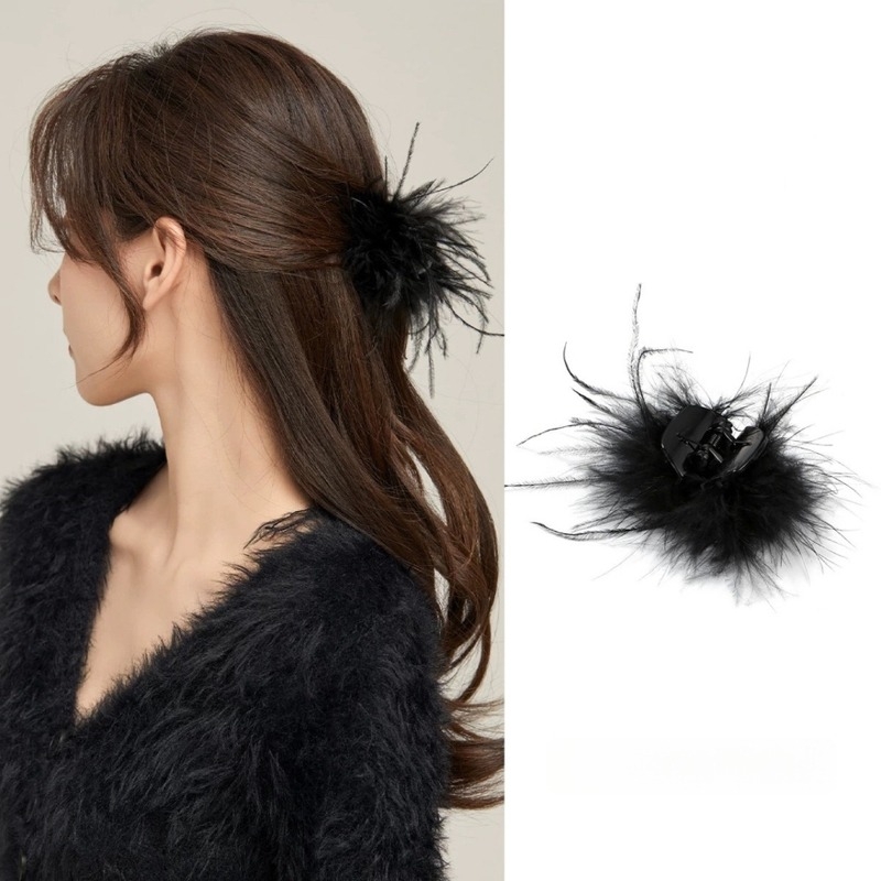Klip za kosu s perjem, Shark Clip, za polovično podizanje frizure i ukrašavanje stražnjeg dijela glave