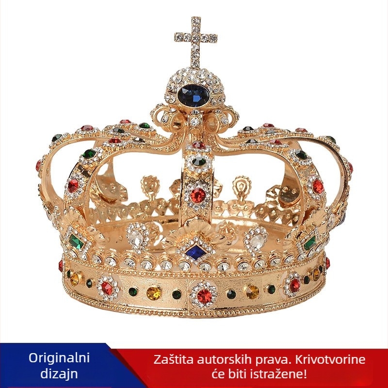 Krona za glavu – retro stil, unisex, legura, 18K pozlata, elektroplatiranje, kristali