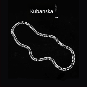 Unisex kubanska lanac od titan čelika, hip-hop stil, lanac za ključnicu, geometrijski dizajn, duljina 51–60 cm