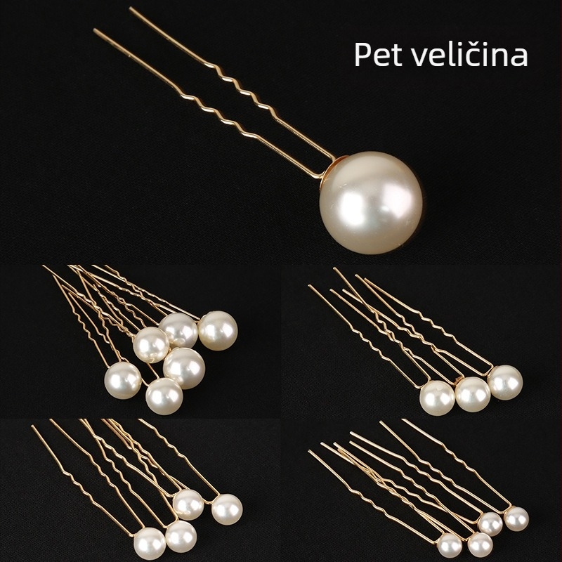 Vjenčana sponza za kosu s perlama, U-oblik, 18-dijelni set, Materijal: perle, Pakiranje: pojedinačno, Podrijetlo: Yiwu, Moguće prilagodbe