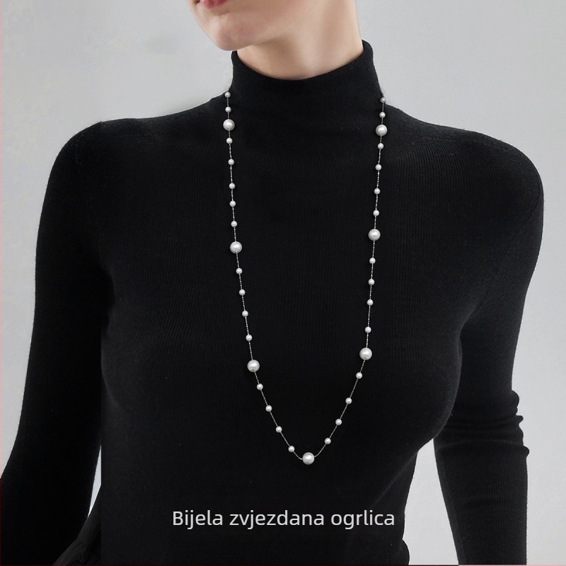 Ogrlica s kamenom mačjeg oka i bisernim privjeskom, lanac tip klavikula, duljina 21–50 cm, elektroplating