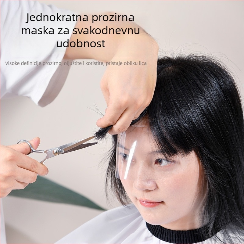 Jednokratna prozirna zaštitna maska za lice za kosu, PVC; univerzalna primjena; pokriva lice i oči; srednja debljina