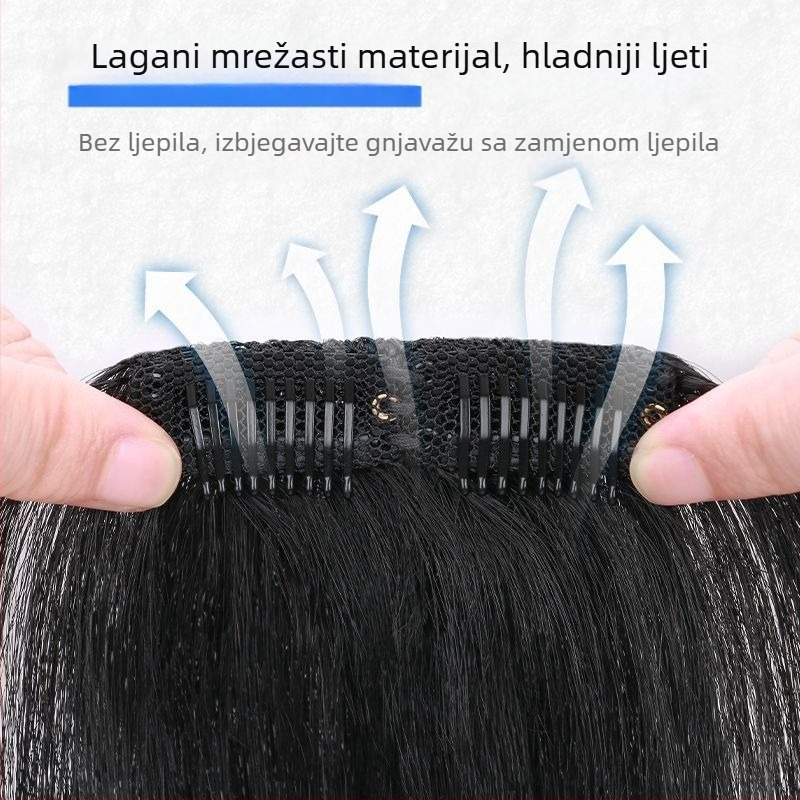 Muški nadomjestak linije kose, jednopojazdni prednji dio, bez šavova, prava kosa, potpuno ručno tkan