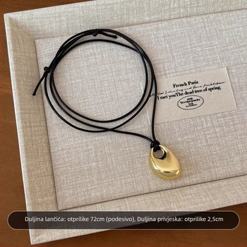 Bakreno ogrlica s PU užetom, privjesak u obliku graha, nepravilni dizajn, duljina 71–80 cm, niša stil, jesen 2024