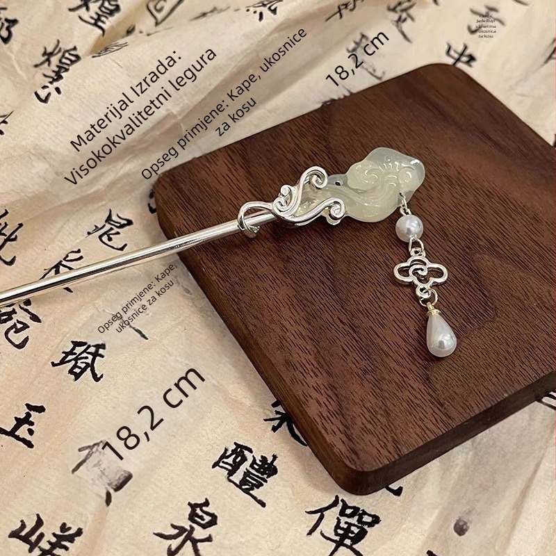 Vintage igla za kosu s resicama i cvjetnim dizajnom, legura, ručna izrada, ljeto 2024