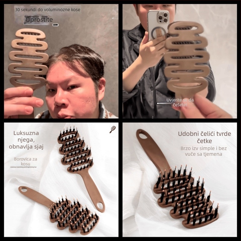 Plastični češalj za masažu vlasišta, anti-statčki, s rebrastim dizajnom za zaštitu kose (Plastični • Anti-statčki • Masaža vlasišta • Rebrast dizajn • Zaštita kose)