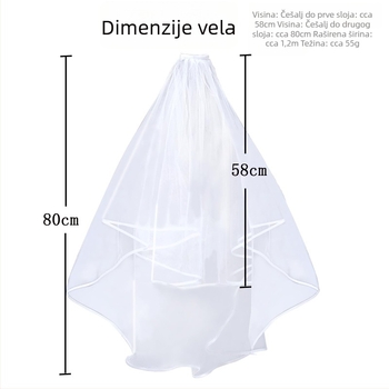 Vjenčani veo s ukosnicom za kosu, višeslojni mrežasti veo za fotografiranje vjenčanja (Materijal: Pređa; Tisak logotipa: Da; Prilagodba: Dostupna)