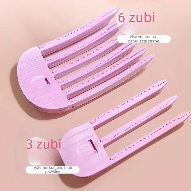 Plastični alat za stiliziranje kose u obliku srca, klip za volumen korijena, ametistni kristalni ukras, tehnologija otiska