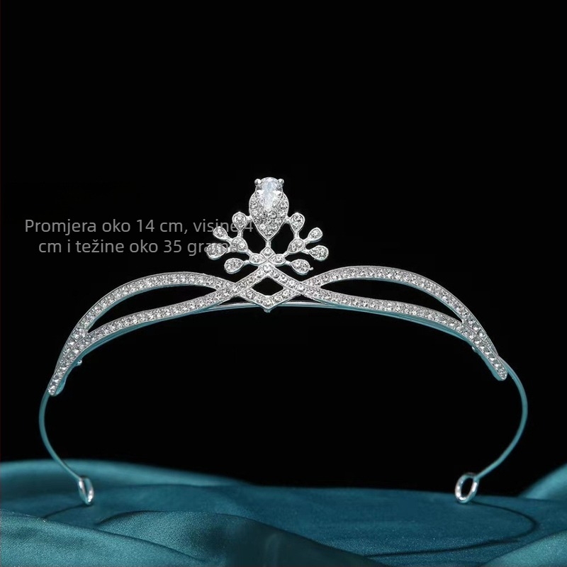 Vjenčana tiara za glavu sa kristalima — legura, elektroplatiranje, odvojeno pakiranje, pogodno za vjenčanje i rođendan