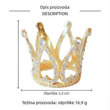 Dječja mini Krona s Kristalima – Šuplja Krona za Princezu za Ukrašavanje, Legura, Retro Stil, Unisex