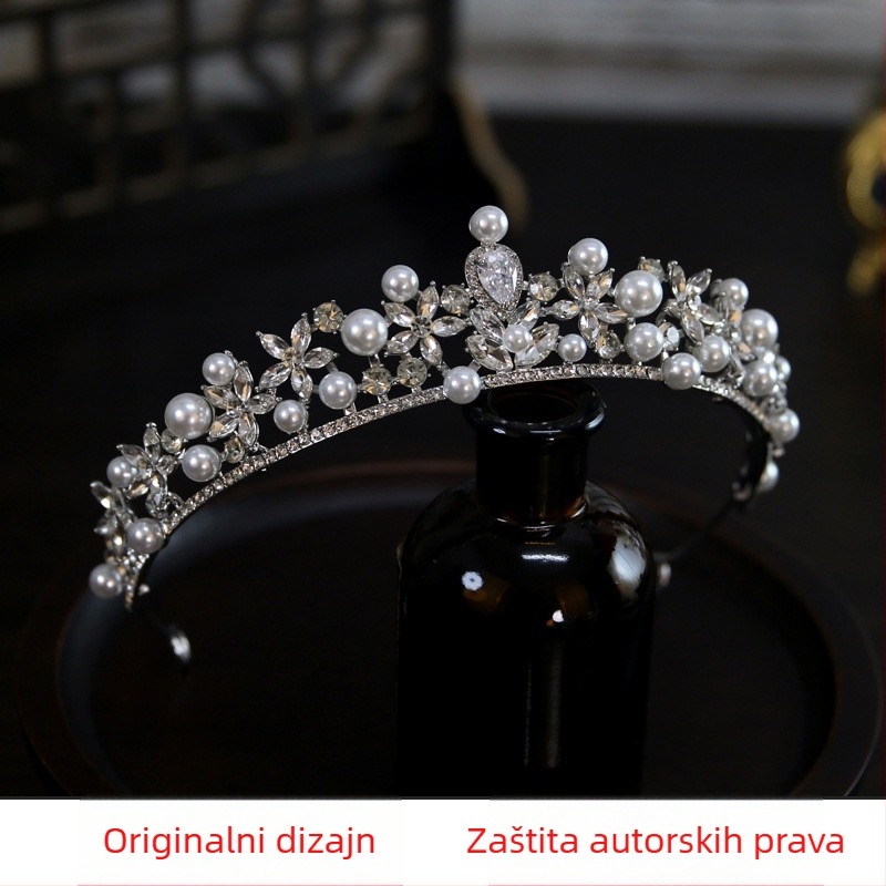 Krunica za kosu – legura, kristal za kosu, elektroplating, originalni dizajn, ženski stil