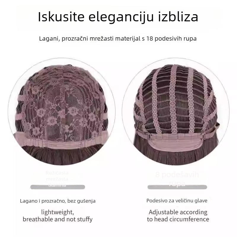 Duga kovrčava perika sa trakom za glavu, prirodan izgled, vlakna proteina, bez bojenja ili trajne obrade