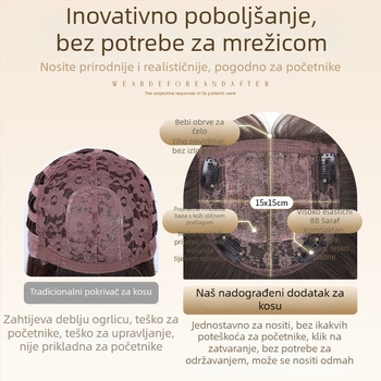 Puna perika za žene — duga ravna kosa, vlakna otporna na toplinu, ravni pramenovi, mehanička konstrukcija