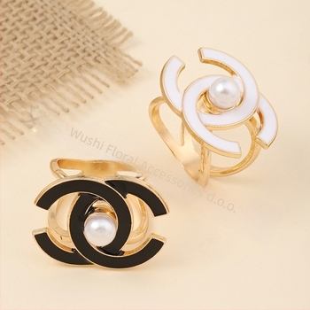 Kaiš za kaput s kopčom dvostrukog-C i perlama, legura, geometrijski dizajn, elektroplatiranje, japansko-korejski stil